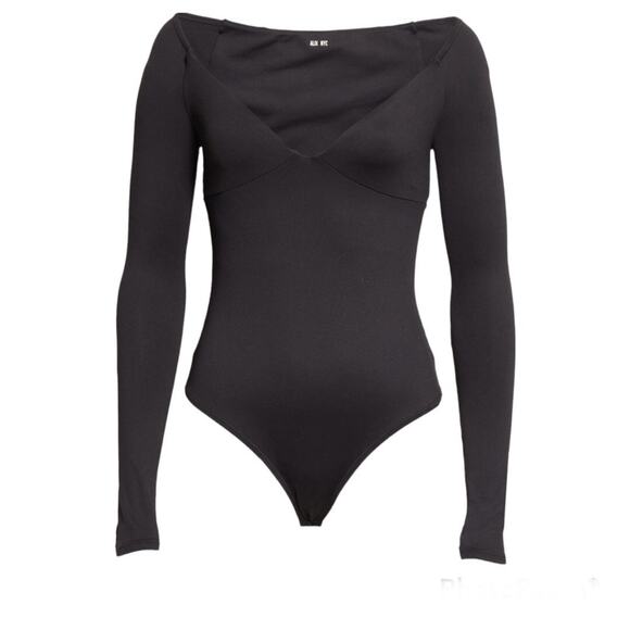 ALIX NYC Jules Boat Neck Long Sleeve Bodysuit Black Large - Picture 1 of 12
